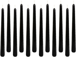 tapered candles 12 pieces h 25cm black