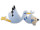 Storch fliegend mit Knabe blau/weiss Watte/Filz, B 81 x H 39.5cm