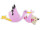 Storch fliegend mit Mädchen pink/weiss Watte/Filz, B 81 x H 39.5cm