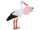 Storch stehend mit Mädchen pink/weiss Watte/Filz, B 71 x H 81cm