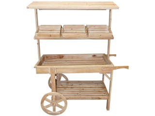 chariot de marché avec 6 caisses en bois natur-washed 134 x 53 x h 169cm