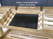 market cart with 6 wooden boxes nature-washed 134 x 53 x H 169cm