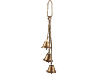 3 metal bells with cord h 58cm