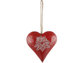 wooden heart red with edelweiss