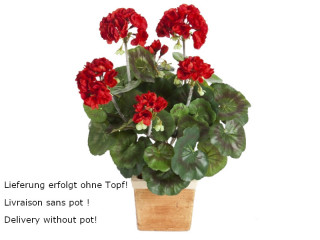 Geraniumbusch zum Stecken rot H 33cm, 37 Blätter, 6 Blüten (ohne Topf)