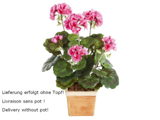 Geraniumbusch pink zum Stecken H 33cm, 37 Blätter, 6 Blüten (ohne Topf)