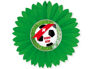 Faltrosette Fussball/CH Ø 60cm grün/weiss, doppelseitig