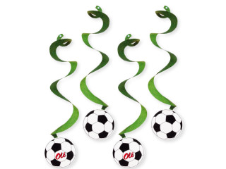 Fussballhänger-Spiralen schwarz/weiss/grün, 55 x 14cm, 4er Set
