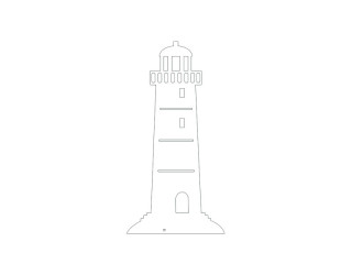 Display 2D "Leuchtturm" klein weiss, MDF 3mm, B 15 x H 30 cm, mit Aufsteller