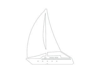 Display 2D "Segelschiff" klein weiss, MDF 3mm, B 26 x H 30 cm, mit Aufsteller