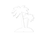 Display 2D "Palmen" klein weiss, MDF 3mm, B 25 x H 30 cm, mit Aufsteller