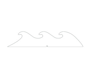 Display 2D "Wellen" klein weiss, MDF 3mm, B 40 x H 8cm, mit Aufsteller