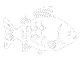 Display 2D "Fisch" weiss, MDF 3mm, B 30 x H 24cm, zum Aufhängen