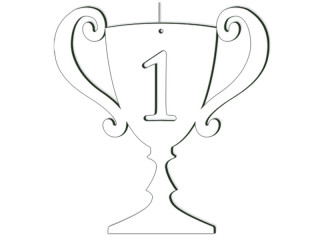 Display 2D "Pokal" weiss, MDF 3mm, B 37.5 x H 40cm, zum Aufhängen