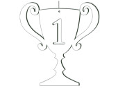 Display 2D "Pokal" weiss, MDF 3mm, B 37.5 x H...