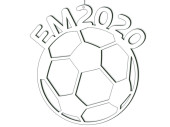 Display 2D "Fussball EM2020" weiss, MDF 3mm, B 40 x H 42cm, zum Aufhängen