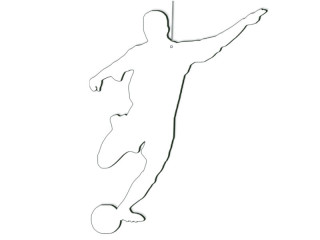 Display 2D "Fussballspieler" weiss, MDF 3mm, B 39 x H 50cm, zum Aufhängen