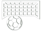 Display 2D "Fussballtor mit Ball" weiss, MDF 3mm, B 57 x H 45cm, zum Aufhängen