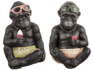 Gorilla "Magnesia" sitzend schwarz/bunt, 23.5 x 34 x 23.5cm, gemischte Modelle, Preis pro Stück