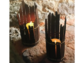 Wilde Fackel rosteffekt Metall, mit Goldnaht, H 32 x Ø 12 cm