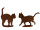 Katze mini auf Platte rosteffekt, 2 Sorten gemischt, 20 - 25cm Metall, Preis pro Stück