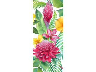 Textilbanner Leaf&Flowers 2 75x180cm, grün/bunt Schlauchnaht oben+unten