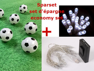 Sparset "Fussball-LED-Kette" USB-/Batterie mit 20 Fussbällen, kaltweiss