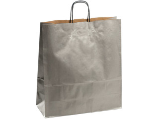 Tragetasche Kraftpapier silber, 40 x 16 x H 45cm 25 Stück