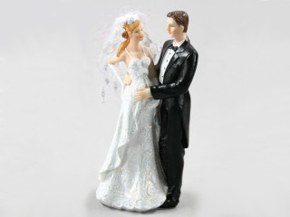 Hochzeits-Paar mit Schleier Polyresin H 18cm