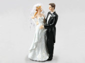 Hochzeits-Paar mit Schleier Polyresin H 18cm