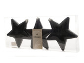 Sterne 3 St. schwarz glanz Ø 12cm, Kunststoff