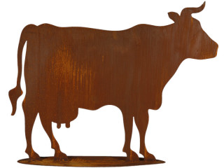 Kuh auf Platte rosteffekt H 70 x B 90 cm Metall Standplatte 65 x 22cm, sFr.  89,00