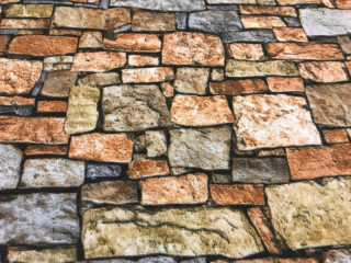 Stoff "Steinmauer" braun/grau 140cm breit, 55% Baumwolle 45% PES