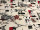 Stoff "Paris" schwarz/weiss/rot 140cm breit, 80% Baumwolle 20% PES