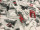 Stoff London schwarz/weiss/rot 140cm breit, 100% Baumwolle