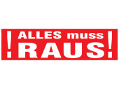 Ankleber "ALLES muss RAUS" weiss/rot 48 x 138cm