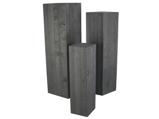 ensemble de colonnes en bois 3-pcs. gris