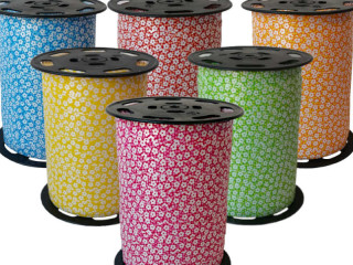 ruban poly à friser "fleurs" 10mm x 225m div. couleurs