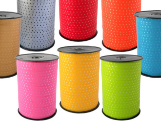 ruban poly à friser "points" 10mm x 225m div. couleurs