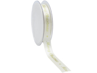 ribbon "Merry Christmas" w 15mm, l 25m, cream