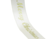 ribbon "Merry Christmas" w 15mm, l 25m, cream