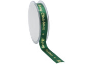 ribbon "Merry Christmas" w 15mm, l 25m, green