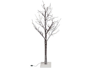 Baum braun beschneit mit LED warmweiss, für Aussen H240cm 160 LEDs