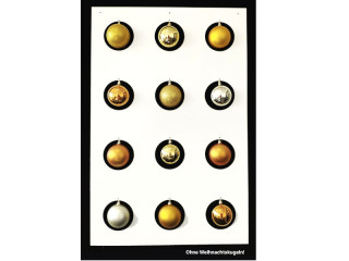 Display für Weihnachtskugeln weiss, MDF 3mm, 80 x H100 cm mit 12 Löchern für Kugeln
