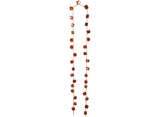 Päckchengirlande 33-tlg. rot-gold, Päckchen 3cm, Perlenkette Ø 8mm, 240cm lang