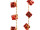 Päckchengirlande 33-tlg. rot-gold, Päckchen 3cm, Perlenkette Ø 8mm, 240cm lang