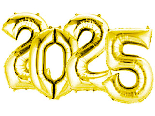 Sparset Folienballons 2025 gold, H 86-88cm, 4 Zahlen