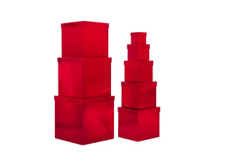 Geschenkkartons Würfel rot glänzend, 10 - 38 cm, 8-tlg.