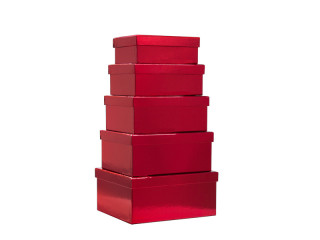 Geschenkkartons Rechteck rot glänzend, 16 - 22 cm, 5-tlg.