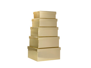 Geschenkkartons Rechteck gold glänzend, 16 - 22 cm, 5-tlg.